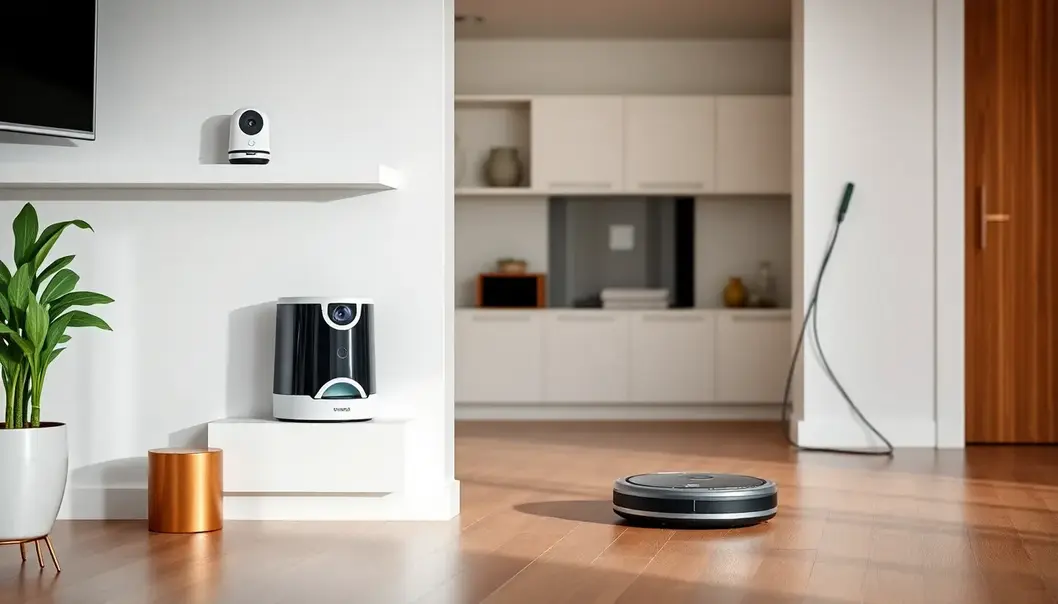 A living room designed with pet safety and comfort in mind.